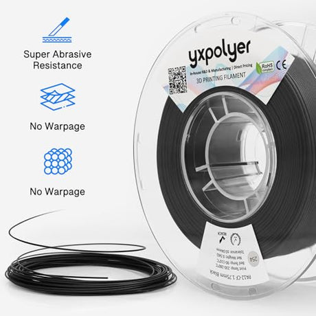 yxpolyer Nylon Carbon Fiber Filament PA12-CF 3D Printing Filament 500g with AMS-Compatible PC Heat-Resistant Spool yxpolyer