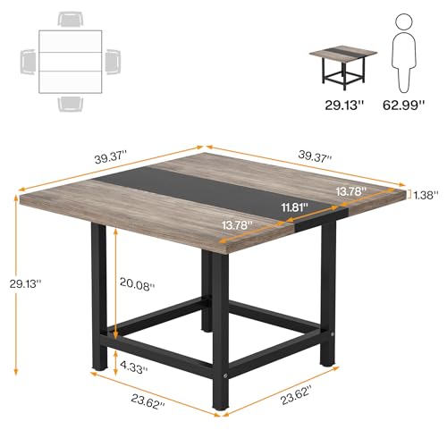 Tribesigns Square 4 People Conference Room Table, Gray 39.4L X 39.4W X 29.52H Inches Small Meeting Room Table for Home Office, (Chair not Included) Tribesigns