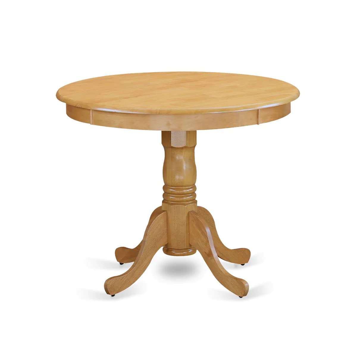 East West Furniture ANVA3-OAK-C 3 Piece Kitchen Table Set for Small Spaces Contains a Round Dining Room Table with Pedestal and 2 Linen Fabric Upholstered Chairs, 36x36 Inch, Oak East West Furniture