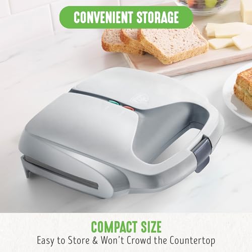 GreenLife Pro Electric Panini Press Grill and Sandwich Maker, Healthy Ceramic Nonstick Plates,Easy Indicator Light, PFAS-Free, Gray GreenLife