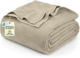 Utopia Bedding Khaki 100% Cotton Blanket [King Size - 90x108 Inch] 350GSM Lightweight, Soft and Breathable Thermal Blanket for All Seasons Utopia Bedding