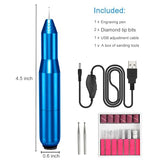 FOLAI USB Rechargeable Engraving Pen - Versatile Customizer Engraver Tool for Jewelry, Wood, Metal,Plastic,Glass,Stone,Manicure & More -Portable, Ideal for DIYers (Blue) FOLAI