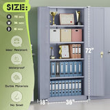 SUNCROWN Metal Storage Cabinets, 72”Locking Cabinet with 2 Doors and 4 Adjustable Shelves, Steel Utility Tool Garage Cabinets,Tall Metal Lockable File Cabinet for Office,Home, Gym, School, Grey SUNCROWN