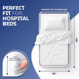 3 Piece Hospital Bed Sheet Set, Soft Jersey Knitted T-Shirt Quality, 1 Flat, 1 Fitted, 1 Pillowcase White Classic