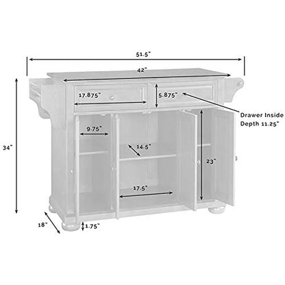 Pemberly Row Traditional Wood/Stainless Steel Top Kitchen Island in White - WoodArtSupply