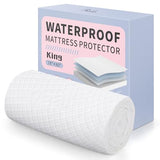 King Size Waterproof Mattress Protector Fitted Mattress Pad Cover with Deep Pocket Up to 18'' Reaks