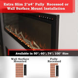 Modern Flames Spectrum Slimline 50 inch Wall Mount Built in Electric Fireplace Insert | Fully Recessed 4'' Wall | SPS-50B Modern Flames