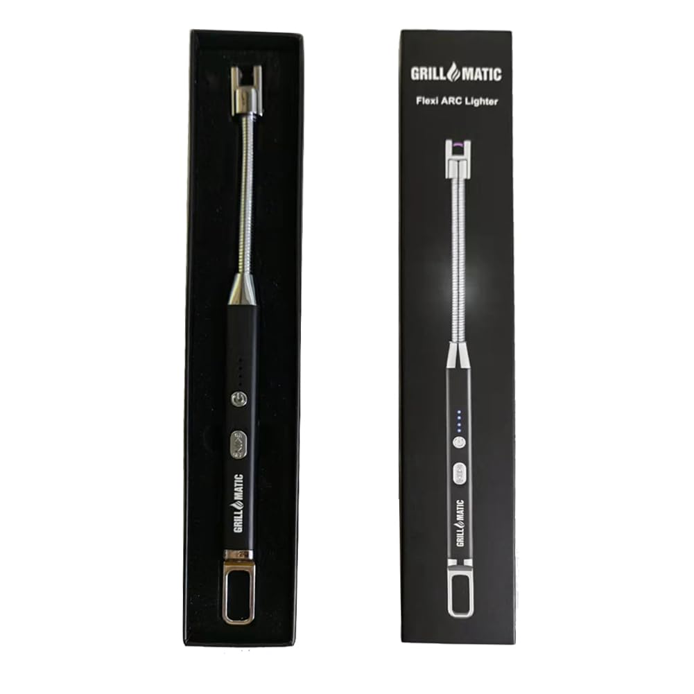 GRILLMATIC Windproof, Rechargeable, Flexible Neck, Lithium Ion, Electronic, Butane Free, Flameless, USB Grill Lighter GRILLMATIC