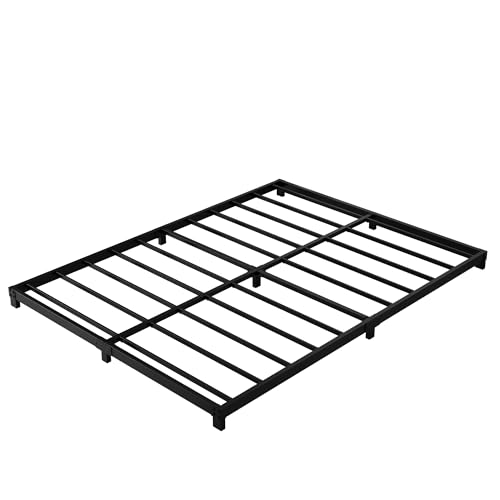 YUSENHEEI 4 Inch Full Size Bed Frame, Heavy Duty Metal Platform Low Bed Frame Full, No Box Spring Needed, Noise Free, Easy Assembly, Black YUSENHEEI