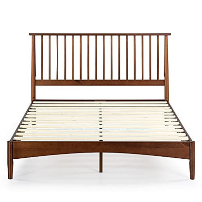 ZINUS Linda Mid Century Brown Wooden Platform Bed Frame - No Box Spring Needed, Easy Assembly, King Size - WoodArtSupply