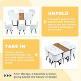 Rejeke 7-Piece Dining Room Table Set for 6,Modern Dining Table Set for 6 with Cushioned Chair, White Kitchen Table Set for Home, Apartment,Office,Conference Room, Space-Saving Rejeke