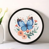 Esffaci Embroidery Starter Kit for Adult Beginners with Butterfly Flower Pattern Hand Embroidery Set with Cloth Hoop Needle Threader Floss and Instructions