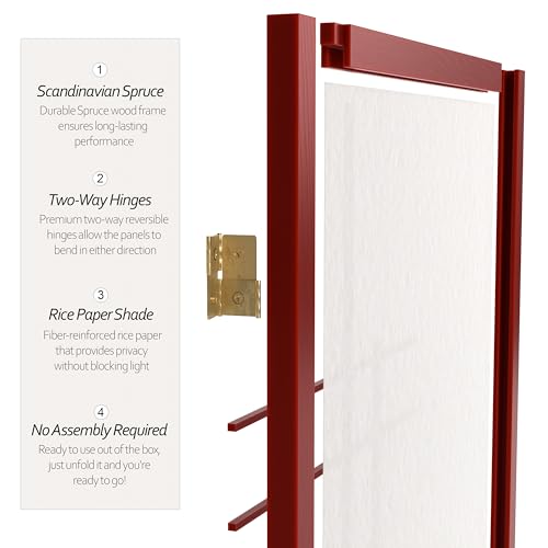 Red Lantern 6 ft. Tall Eudes Shoji Screen - Rosewood - 3 Panels Red Lantern