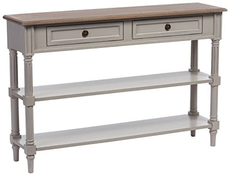 Baxton Furniture Studios Edouard French Provincial Style Distressed Two Tone 2 Drawer Console Table, White Wash Baxton Studio