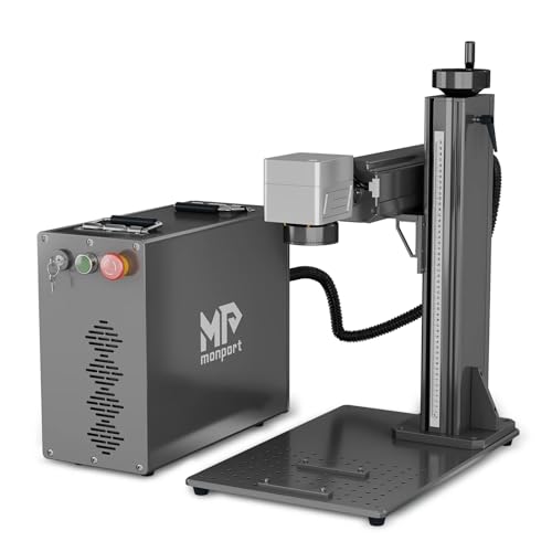 Monport 30W Fiber Laser Engraver Compatible with Lightburn, MOPA Color Marking Laser Marking Machine with 6.9" x 6.9" Lens Red Dot Guide Manual Focus for Metal Aluminum Gold Steel More Monport