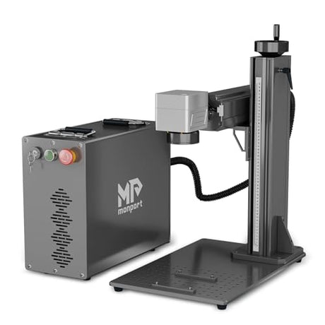 Monport 60W Fiber Laser Engraver Compatible with Lightburn, MOPA Color Marking Laser Marking Machine with 6.9" x 6.9" Lens Red Dot Guide Manual Focus for Metal Aluminum Gold Steel More Monport