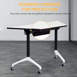 Conference Table, Mobile Training Table with Silent Wheels, Modern Flip Top Foldable Conference Room Table,Rolling Meeting Tables,Seminar Conference Tables for Office, Meeting Room (6pack) VORDERRY