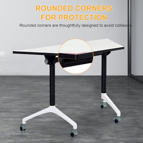 Conference Table, Mobile Training Table with Silent Wheels, Modern Flip Top Foldable Conference Room Table,Rolling Meeting Tables,Seminar Conference Tables for Office, Meeting Room (6pack) VORDERRY