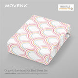 wovenx Kids Organic 100% Viscose Derived from Bamboo Sheet Set | Twin or Full Size Fitted Bed Sheets | Oeko-Tex Certified | Cute Toddler Bedding for Girls & Boys Rainbow Full wovenx
