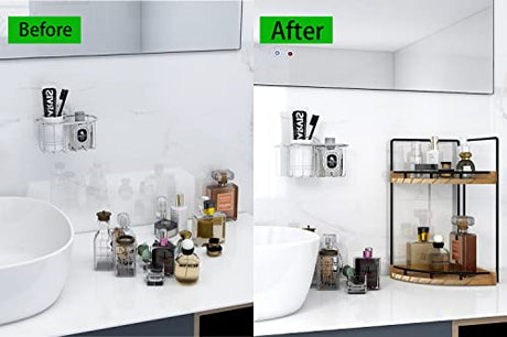 Dorhors Brown 2-Tier Bathroom Counter Organizer and Vanity Shelf Dorhors