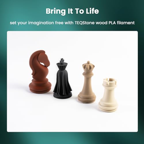TEQStone Wood PLA Filament 1.75mm Brown 1KG, 15% Real Wood Fiber Infused, Perfectly Wound Consistent Diameter +/-0.03mm 3D Printer Filament Vacuum Packaging (Rosewood Color Tone) TEQStone