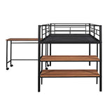 Harper & Bright Designs Twin Loft Bed Low Loft Bed Frame with Storage Shelves and Movable Table with Wheels, Metal Low Loft Beds Small Room/Low Ceiling Bedroom with Guardrail and Ladder, Black Harper & Bright Designs