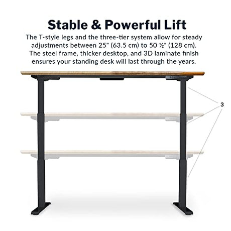 Vari Classic Electric Standing Desk - VariDesk Height Adjustable Sit/Stand Desk - Dual Motor with Memory Presets, Stable T-Style Legs - Gaming or Home Office Workstation - 72”x30”, Reclaimed Wood Vari