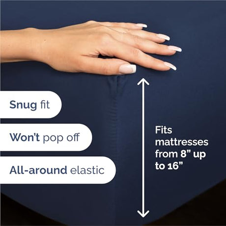 King Size 4 Piece Sheet Set - Comfy Breathable & Cooling Bed Sheets Set - Hotel Luxury Bedding for Women, Men, Kids, Teens, Boys & Girls - Deep Pockets, Ultra-Soft, Wrinkle Free - Oeko-Tex - Navy Blue CGK Unlimited