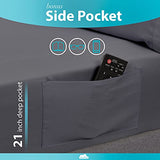 DREAMCARE Queen Sheet Set – 6 pcs Cooling Bed Sheets – up to 21” Deep Pocket Queen Sheets Set – 2500 Supreme Collection – Extra Soft 100% Brushed Microfiber Hotel Luxury with Side Pocket – Gray DREAMCARE
