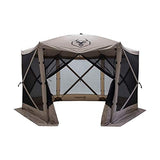 Gazelle Tents G6 8 Person 12 by 12 Pop Up 6 Sided Portable Hub Outdoor Gazebo Screen Canopy Tent with Large Main Door and Screens, Desert Sand Gazelle