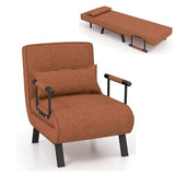 S AFSTAR 4 in 1 Convertible Sofa Chair Bed, Tri-fold Leisure Recliner Sleeper with 6-Position Adjustable Backrest, Pillow & Metal Frame, Folding Chaise Lounge Couch for Apartment, Bedroom (Coffee) S AFSTAR