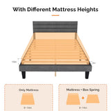 VINGLI Platform Bed Frame Queen Size with Linen Fabric Headboard,Modern Panel Low Profile Bed with Upholstered & Sturdy Slats Support for Bedroom, Mattress Foundation, Dark Gray VINGLI