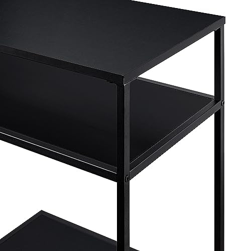 Walker Edison Modern Metal and Wood Tiered Entry Table, 42 Inch, Black - WoodArtSupply