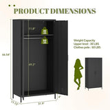 Steehoom Armoire Wardrobe Closet, Metal Storage Clothes Cabinets Locker with Doors Tall Freestanding Armoire Wardrobes for Bedroom Hanging Clothes, Heavy Duty, Black Steehoom