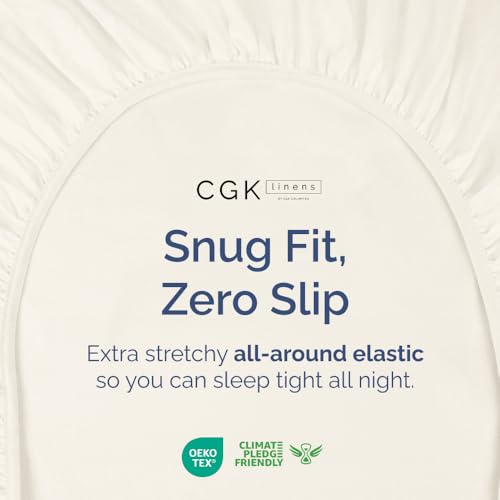 Full Fitted Bed Sheet - Bottom Single Fitted Sheet Only - Ultra-Soft Hotel Luxury Bedding w/ 8-16 Inch Deep Pockets - Breathable, Cooling & Wrinkle Free - Easy-Fit, Fade & Shrink Resistant - Off White CGK Unlimited