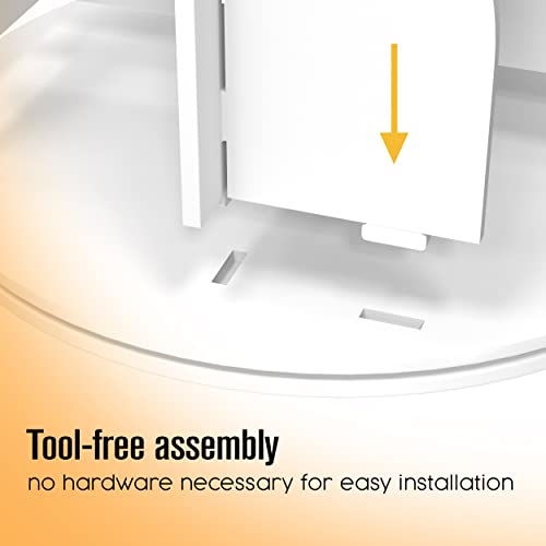 Rotating 4-Tier Bookshelf Display Tower - Space-Saving White Wood Bookcase for Kids and Adults Houseables