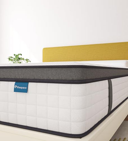 elitespace King Mattress,12 Inch Hybrid King Size Mattress in a Box,Mattresses with Memory Foam and Pocket Spring,Soft and Comfort White King Mattress,Non-Fiberglass,Medium Firm.