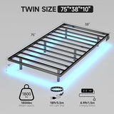 Aelawe Floating Bed Frame Twin Size with LED Lights and Charging Station, Metal Platform Bed, Easy Assembly No Box Spring Needed Aelawe