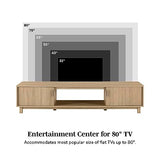 Walker Edison Walton Modern Fluted-Door Low Stand for TVs up to 80 Inches, 70 x 15.75 x 16 inches, Mocha Walker Edison