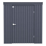 Arrow Shed Elite 6' x 4' Tall Outdoor Steel Storage Shed with High Gable and Lockable Doors Storage Building with Pent Roof, Anthracite Arrow