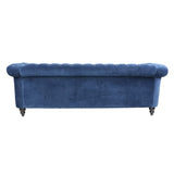 LEVNARY Three-Seat Velvet Sofa, Large Sofa Classic Tufted Chesterfield Settee Modern 3 Seater Couch Furniture Tufted Back for Living Room, Blue LEVNARY