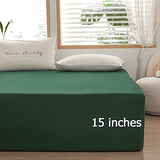 Bedding Twin Size Fitted Sheet Only - Deep Pocket - Fits 15inches Bed Matress Sheet- Bottom Sheet - Soft and Microfiber-Easy Care-Dark Green rushrushlulu