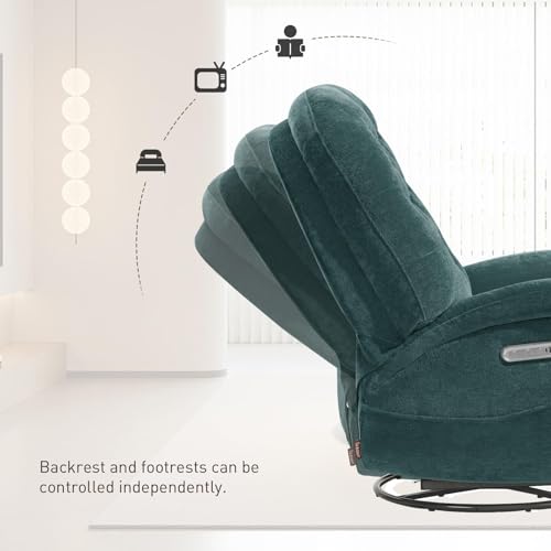 EONIX Stylish Power Swivel Rocker Recliner Chair for Living Room, Rocking All Positions, Dual Motor Independently Controlled Backrest and Headrest, USB Charging Port, Green, SXXY005021