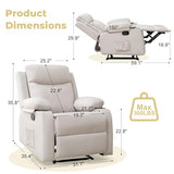 Korser Recliner Chair for Adults, Small Recliners for Small Spaces, Nursery Recliner with Adjustable Backrest, Manual Recliner with Cup Holders and Side Pockets, Chair for Living Room,Bedroom, Beige