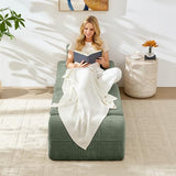 wanan Convertible Sofa Bed, 3-in-1 Futon Sleeper Chair with Back Support & Pillow, Chenille Fabric Single Daybed with Solid Wood Frame & Sturdy Metal Legs, for Living Room Bedroom, Vintage Green wanan
