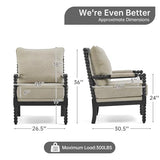 Morden Fort Linen Fabric Spindle Accent Chair with Wood Frame, French Style Accent Chairs with Padded Spring Seat and Armrest Pads, Brushed Base for Living Room Bedroom Farmhouse Office Balcony Morden Fort