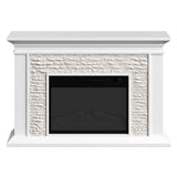 Electric Fireplace with Mantel - Freestanding Heater with Remote Control, Light-Adjustable LED Flames, and Faux Logs and Stones by Northwest (White) Northwest
