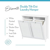 RiverRidge Ellsworth Double Tilt-Out Laundry Hamper Cabinet - Laundry Room Storage Cabinet with Removable Cloth Bag and Shutter Style Doors RiverRidge