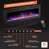 GarveeHome 50 in Recessed and Wall Mounted Electric Fireplace, Low Noise, Remote Control with Timer, Touch Screen, Adjustable Flame Color and Speed, 750-1500W GarveeHome