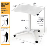 HAOOAH 47" Mobile Standing Desk(26" W*19.3" D), Adjustable Height Laptop Desk, Pneumatic Desk with Gas Spring Riser, Podium for Home, Office，Classroom，Medical, (29" to 46.9" H) (White) HAOOAH